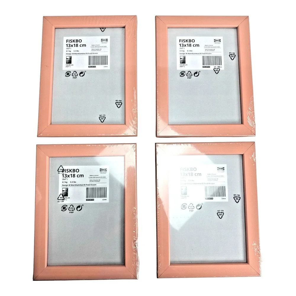 IKEA FISKBO Picture Frame 5x7 Pink Wall Tabletop Set of 4 Sealed